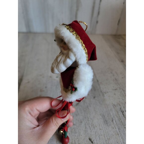 Kurt Adler Santa Claus face jester stick ornament Xmas mistletoe unique vintage - Picture 5 of 9